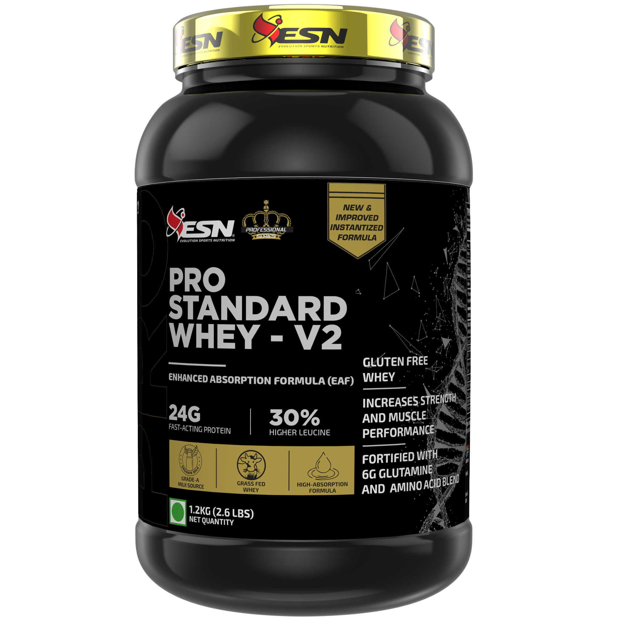 ESN PS Pro Standard Whey V2 | Enhanced Absorption Formula | 24 g Protein Per Serving | 6 g Glutamine | 11 g EAAs