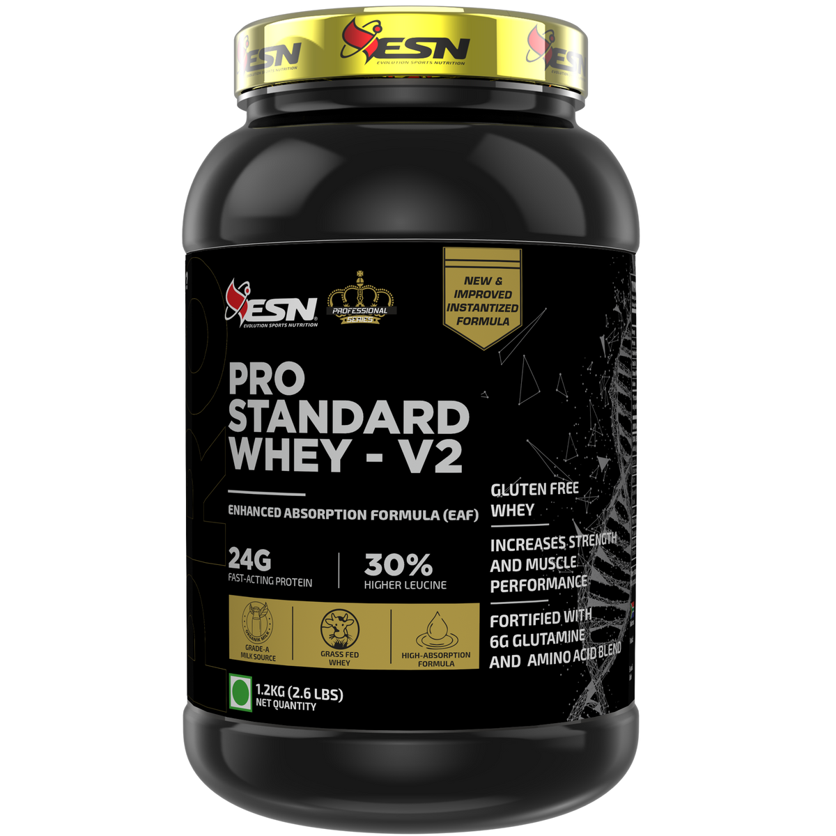 ESN PS Pro Standard Whey V2 | Enhanced Absorption Formula | 24 g Protein Per Serving | 6 g Glutamine | 11 g EAAs
