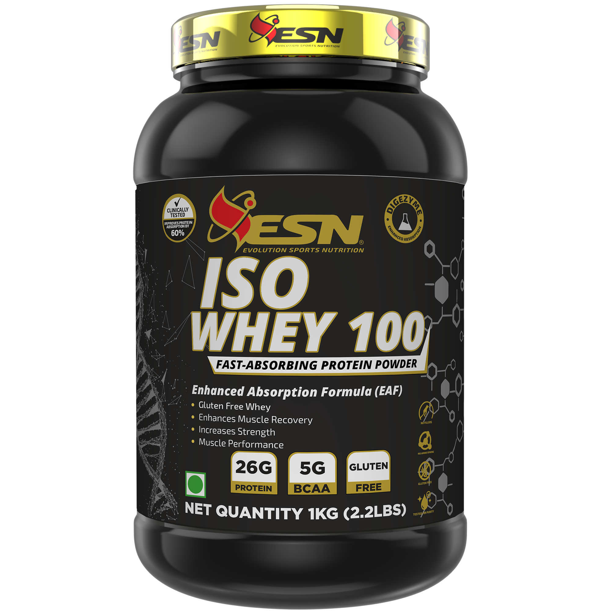 ESN ISO Whey 100 – Fast-Absorbing Whey Protein Isolate | 26g Protein | 5g BCAA | Gluten Free