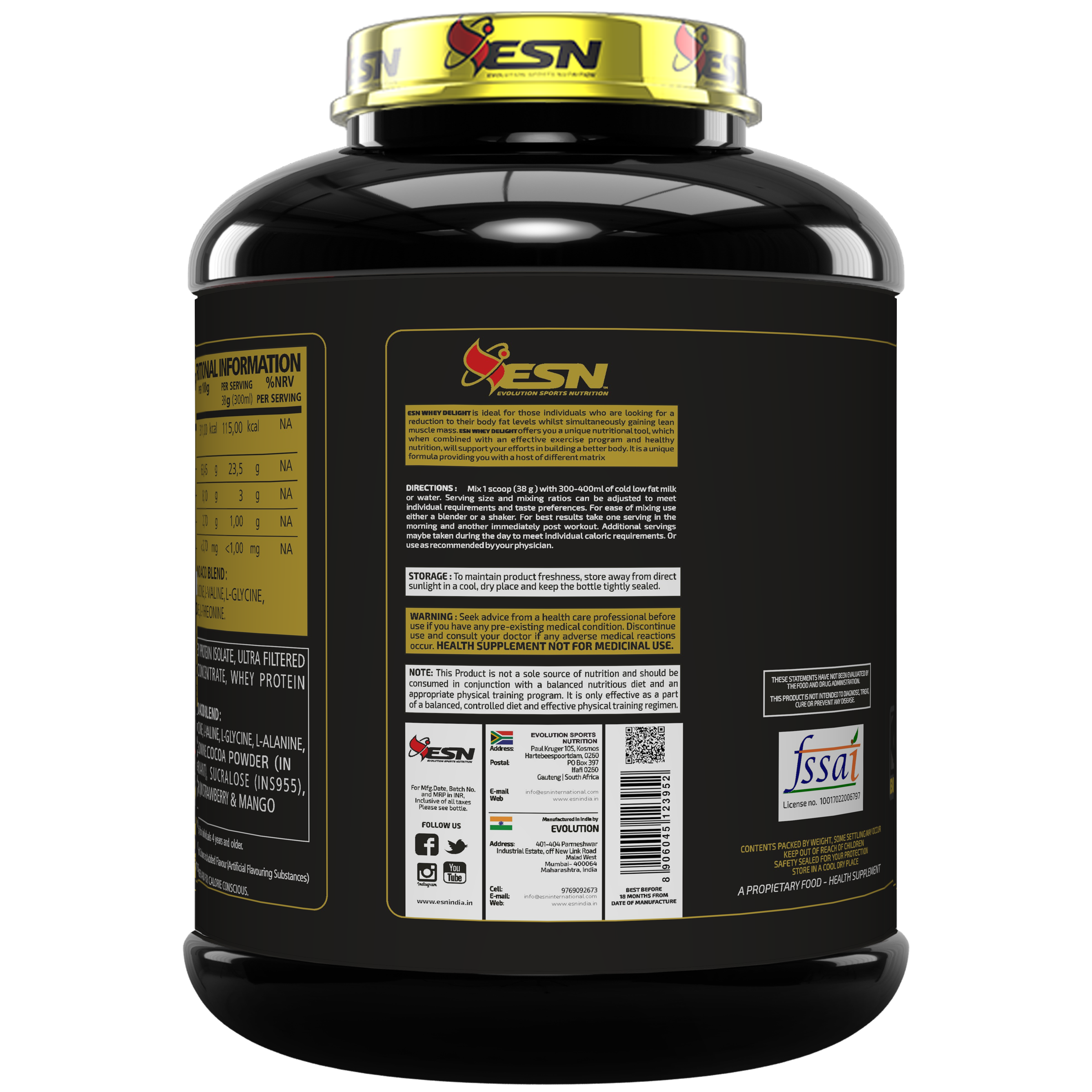 ESN Whey Delight Protein Powder | 23.5g Protein per Serving |  Whey Isolate & Concentrate Blend
