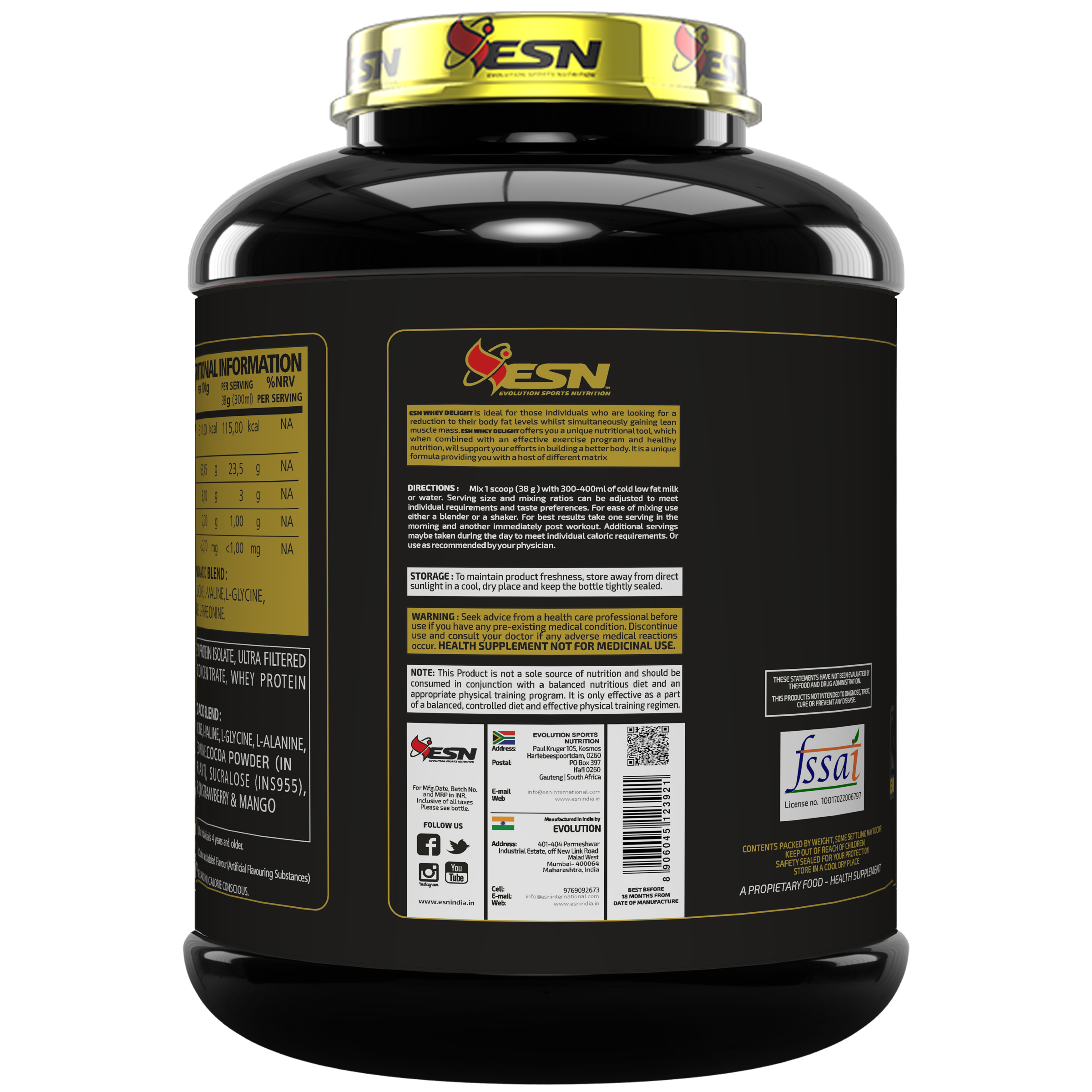 ESN Whey Delight Protein Powder | 23.5g Protein per Serving |  Whey Isolate & Concentrate Blend