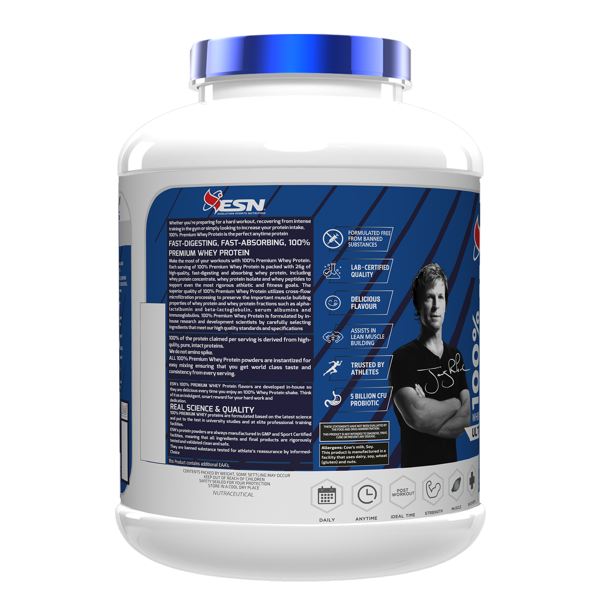 ESN 100% Premium Whey Protein | 26g Protein | Grass-Fed Whey | Whey Concentrate + Isolate