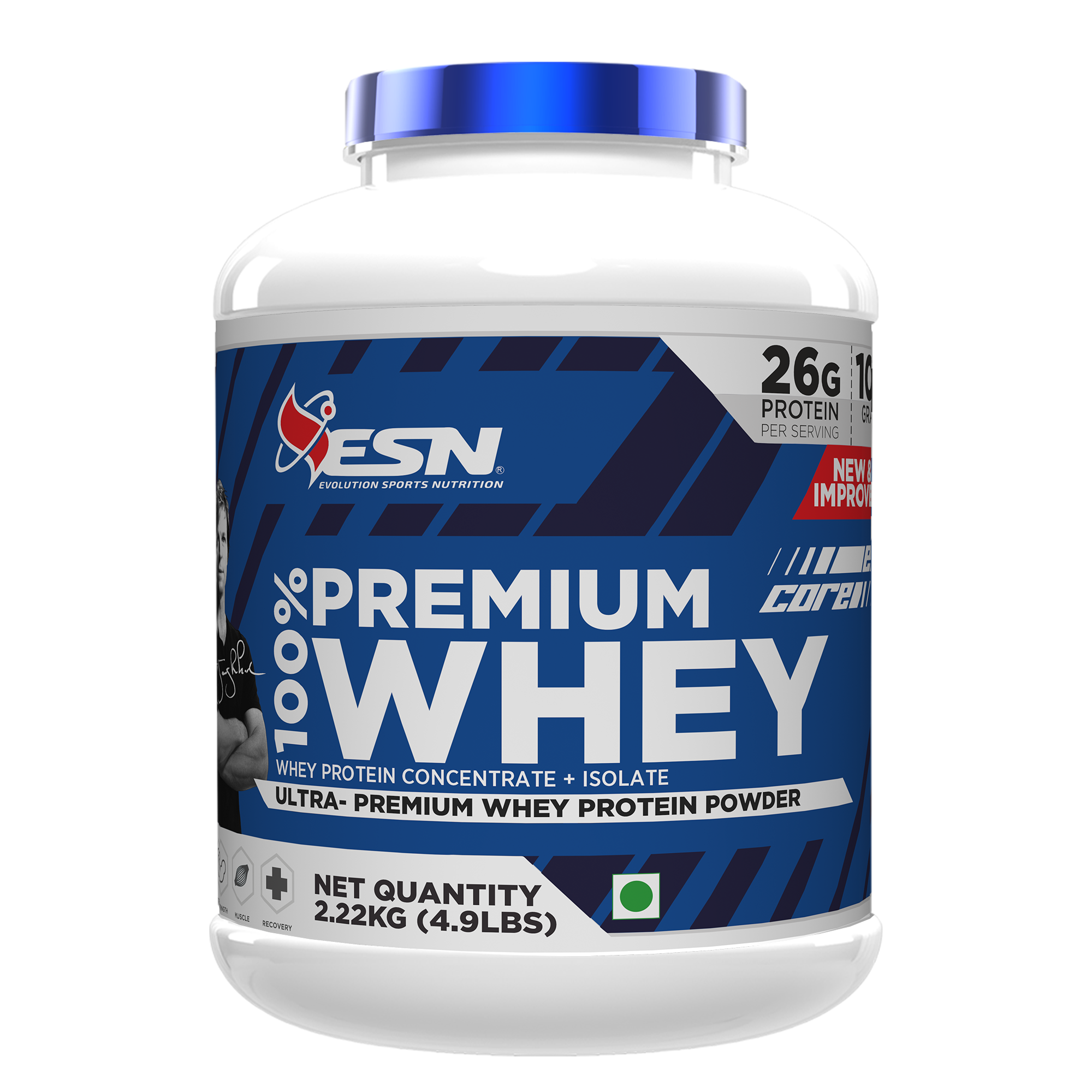 ESN 100% Premium Whey Protein | 26g Protein | Grass-Fed Whey | Whey Concentrate + Isolate