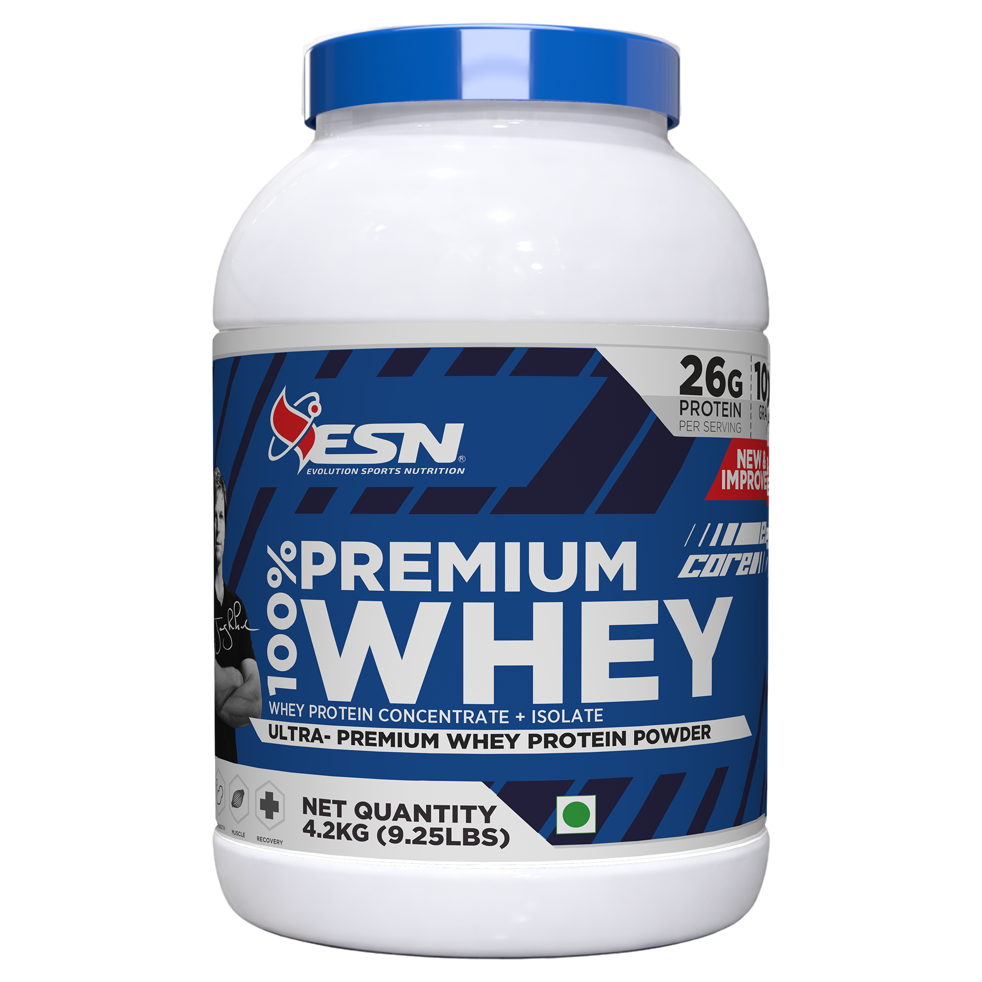 ESN 100% Premium Whey Protein | 26g Protein | Grass-Fed Whey | Whey Concentrate + Isolate
