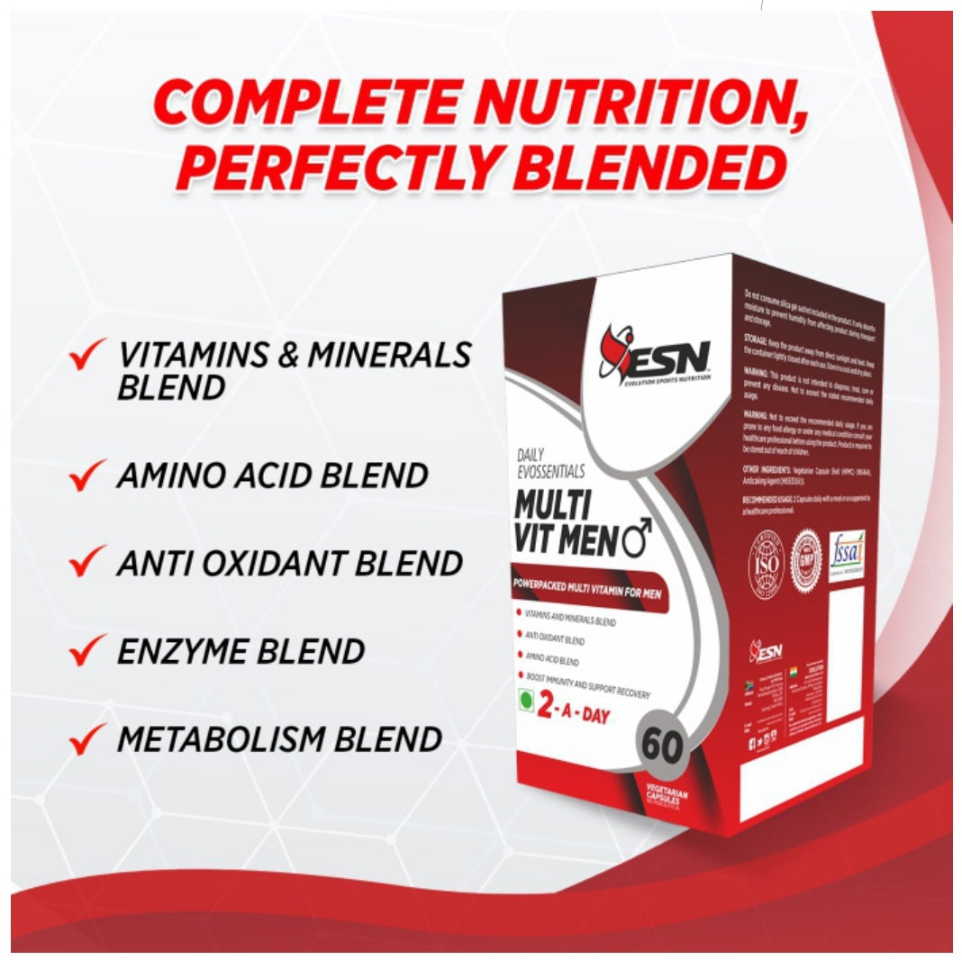 ESN Daily Evossentials Multivitamin for Men – 60 Vegetarian Capsules