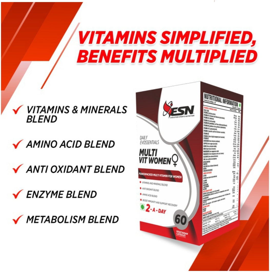 ESN Daily Evossentials Multivitamin for Women – 60 Vegetarian Capsules